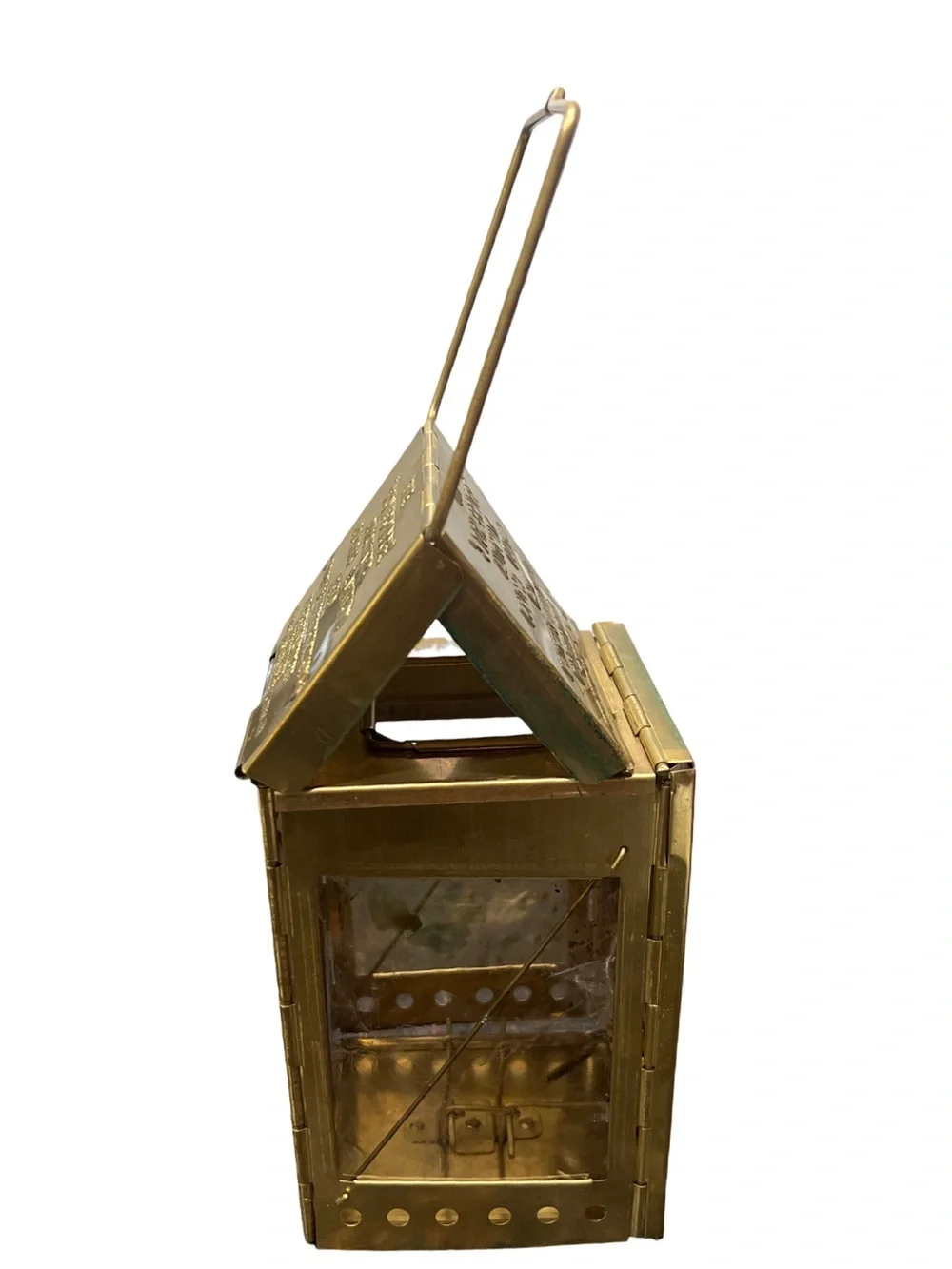 Vintage Stonebridge NYC Folding Brass  Candle Lantern w/ Mica Windows, 1900's